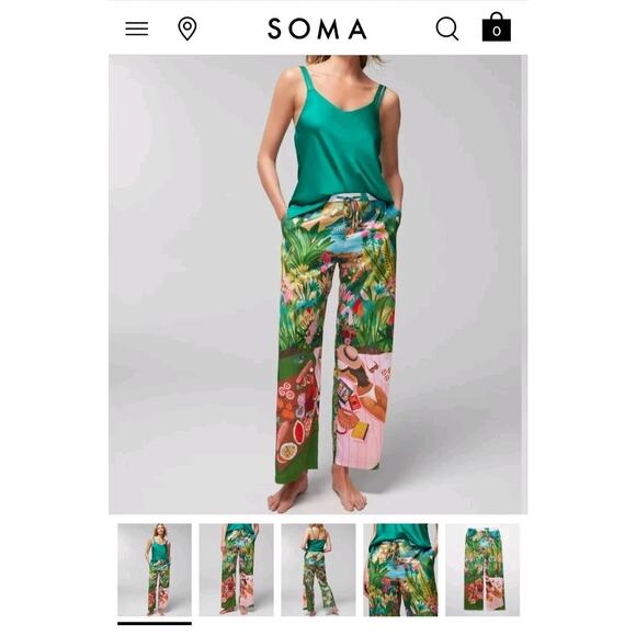 Soma satin wide leg pajama pants SZ L - Picture 6 of 6